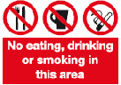 no eating drinking or smoking in this area safety sign