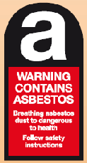 Warning contains asbestos. Breathing asbestos dust is dangerous to health. Follow safety instructions label