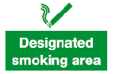 designated smoking area safety sign