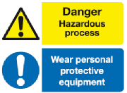 Danger hazardous process. Wear personal protective equipment multi purpose safety sign