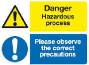 danger hazardous process. please observe the correct precautions multi purpose safety sign