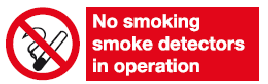 No Smoking smoke detectors in operation safety sign